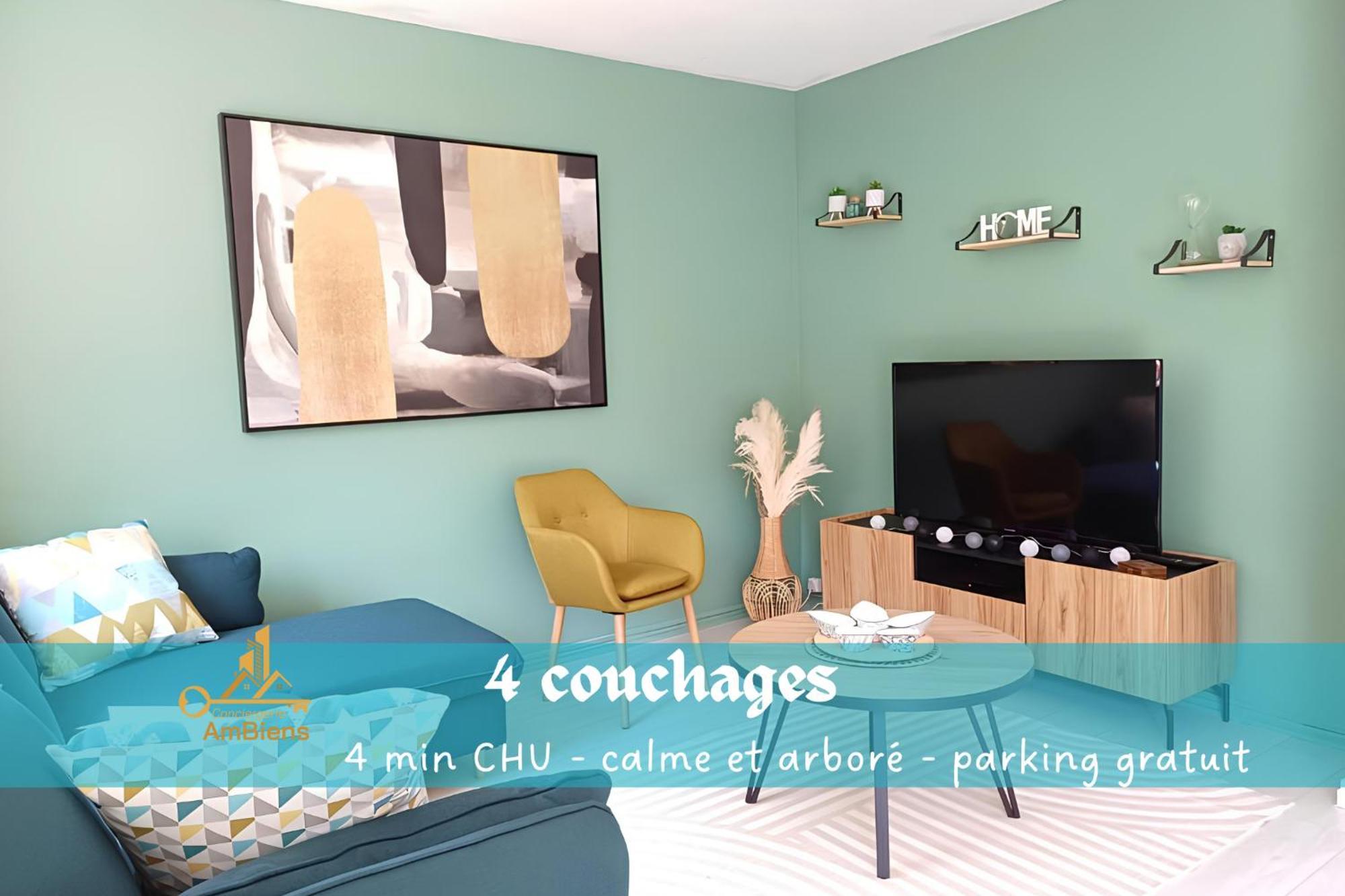 アミアンProche Chu - 4 Couchages - Parking Gratuit - Local Veloアパートメント エクステリア 写真